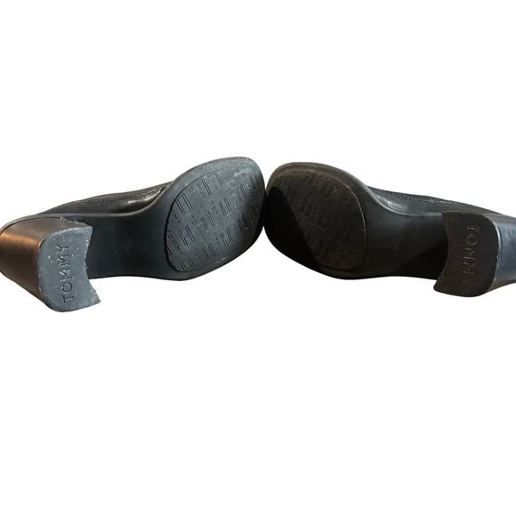 Y2K‎ Vtg Tommy Hilfiger Black Leather Mules Chunky
Heels Size 6 - Picture 3 of 8